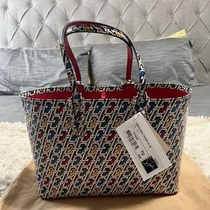 New Authentic Christian Louboutin Cabata Small Multicolor Logo Patent CL…